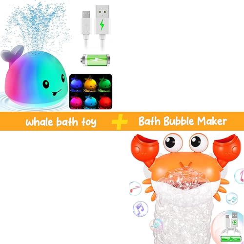 2024 Upgraded Baby Bath Toys + Crab Bath Bubble Machine 2.0 for Toddlers
