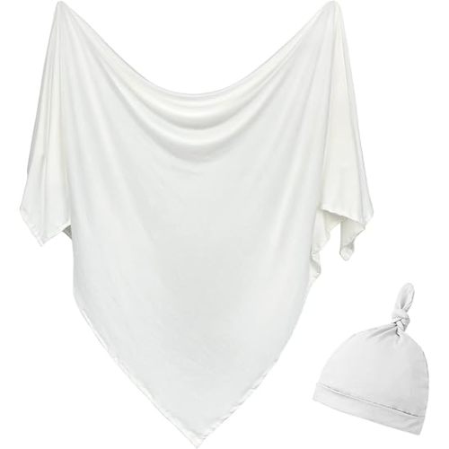 OWLOWLA Newborn Swaddle Set Stretch Wrap Swaddle Receiving Blanket for Baby Boy Girl(Ivory-rm)