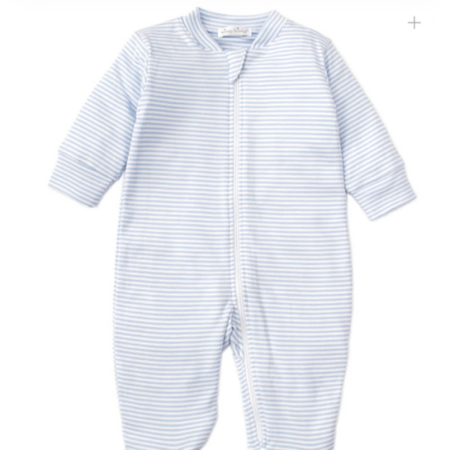 Blue Simple Stripes Pajama Zip Footie