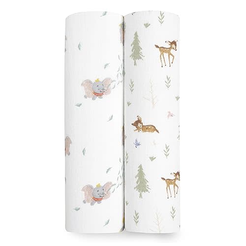 aden + anais Essentials Muslin Swaddle Blankets, Newborn Receiving Blanket for Swaddling, 100% Cotton Baby Swaddle Wrap, 2 Pack, Disney + Friends