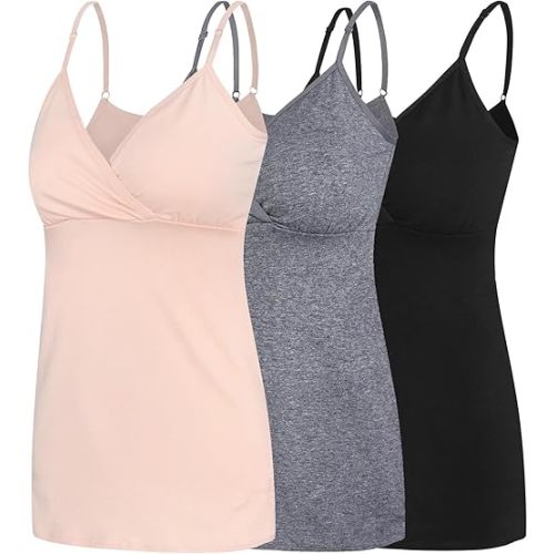 Nursing Tops Tank Shirt Cami Sleep Bra for Maternity and Breastfeeding