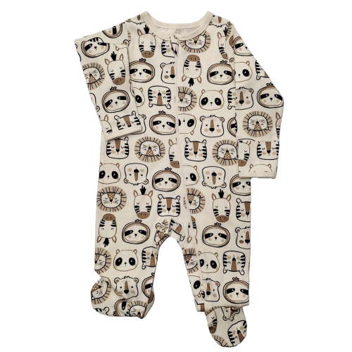 Wonder Nation Baby Gender Neutral Zip Front Footed Sleep N Play Pajamas, 2-Pack, Sizes Preemie-6/9 Months