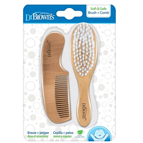 Dr. Brown's Soft and Safe Baby Brush + Comb, Wood