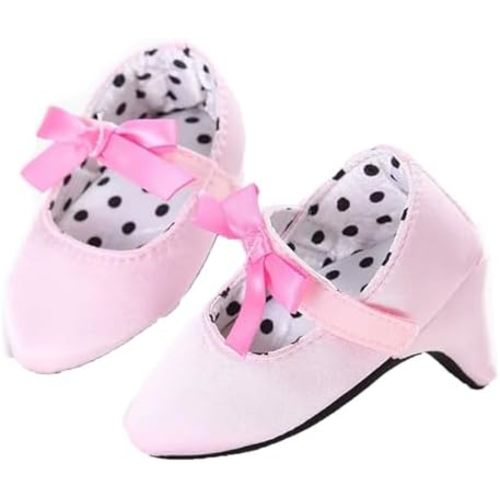 Newborn Baby Girls Princess Shoes Bowknot Soft Sole Crib Shoes with High Heels First Walkers