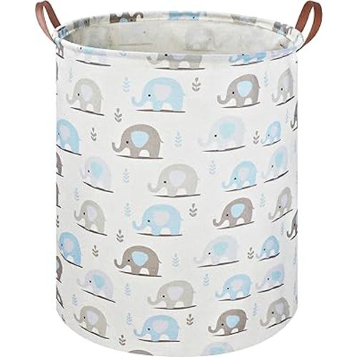 Kids Laundry Hamper,Elephant laundry Basket,Baby Boy Nursery Hamper,Waterproof Storage Bin for Bedroom,Clothes Organizer Basket,Toys Bin,Room Decor(Blue Elephant)