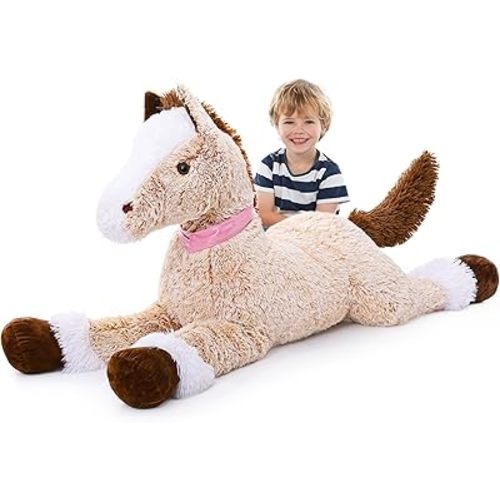 MaoGoLan Large Horse Plush Stuffed Animal, Big Horse Pillow Plush Toy, Ridable Huge Stuffed Pony, Giant Horse Plush Pillow for Kids 47 inches