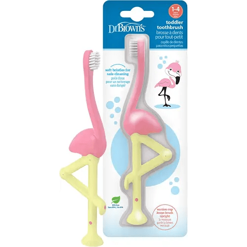 Dr. Brown's Baby and Toddler Toothbrush, Flamingo 1-Pack, 1-4 Years
