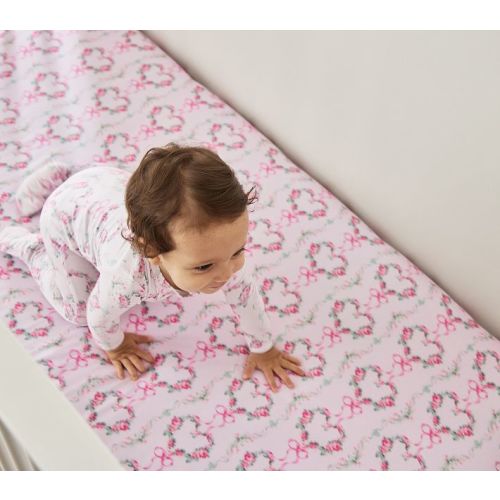 LoveShackFancy Floral Heart Organic Crib Fitted Sheet