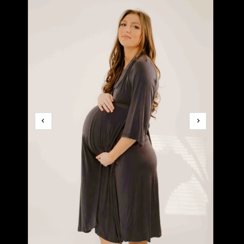 Lila Labor & Postpartum Gown in Charcoal Grey
