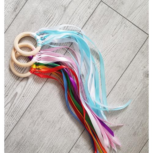 Montessori Hand Kite UNISEX baby gifts Rainbow Colours Waldorf Toys Wind Wand Wooden Ring Christmas gift baby Wedding Favor Baby sensory toy