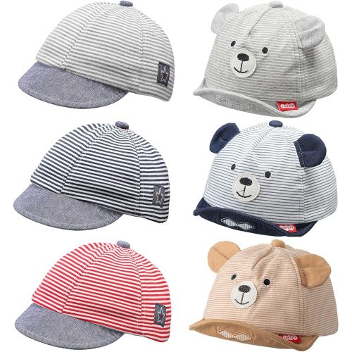 Zhanmai 6 Pieces Baseball Cap Adjustable Striped Bear Sunhat Baseball Hats Soft Cotton Hat Cute Lovely