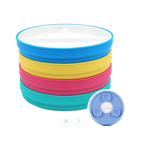 6.7"/16cm Porcelain White Divided Plates with Silicone Suction Sleeves