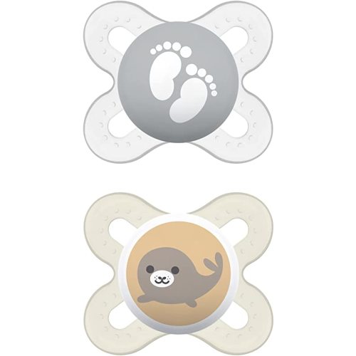 MAM Start Pacifiers Value Pack (2 pack, 1 Sterilizing Pacifier Case), Newborn Unisex Baby Pacifiers, Best Pacifier for Breastfed Babies, Sterilizing Baby Pacifier Case - unisex - Animal Print