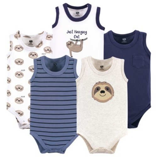 Hudson Baby Infant Boy Cotton Sleeveless Bodysuits 5pk, Sloth, 3-6 Months