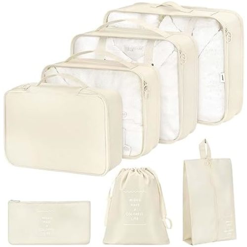 hatisan Packing Cubes for Suitcases,Packing Cubes with Shoe Bag, Cosmetics Bag, Clothing Bag, Accessories Bags Packing Cubes for Travel Luggage Organizer Women Men