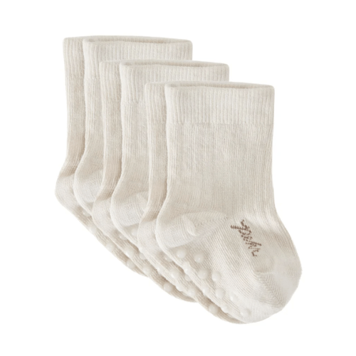 White Crew Socks with Grips 3 - Pack