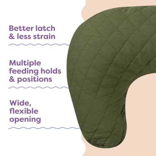 Boppy Nursing Pillow - Ergonomic Bottle & Breastfeeding Pillow with High, Firm, Large Area, Water-Repellent Cushion with Washable Cover; Baby Safety Alliance Verified - Quilted Moss