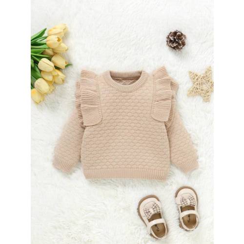 Baby Girl Casual Vintage Ruffle Hem Pullover Sweater