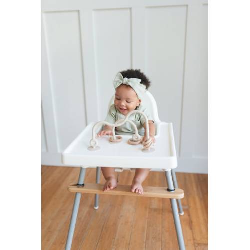 Baby Highchair Toy, Silicone & Wooden Suction Highchair Toy