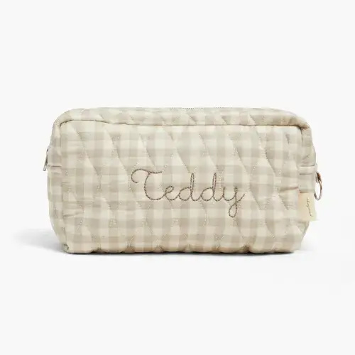 Gooslings Toiletry Pouch - Beige Gingham