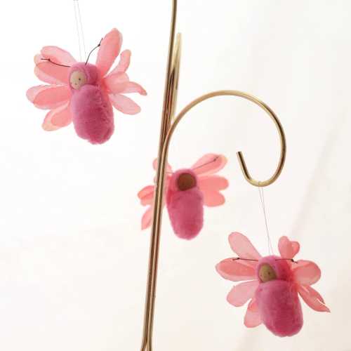 Flower fairy ornament pink miniature doll fairie