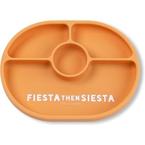 Bella Tunno Wonder Baby Plates – Silicone Suction Plates for Baby, Toddler, & Kids, Great for Baby Led Weaning, BPA Free, Kid and Baby Must Haves, 4 Sections (Fiesta Then Siesta)