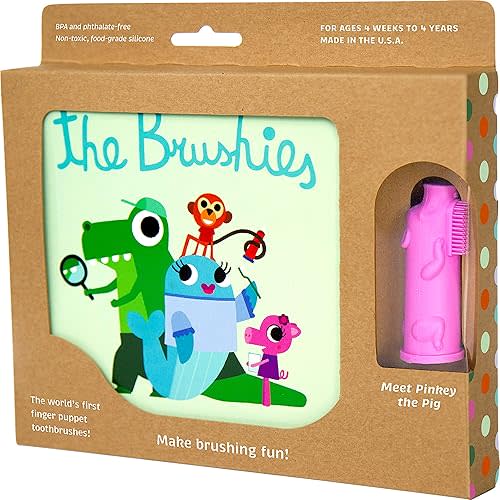 Pinkey The Pig Toddler Toothbrush & Storybook Set/Dental Item and Book/Youth Tooth & Gum Care/Ages 4 Weeks to 4 Years