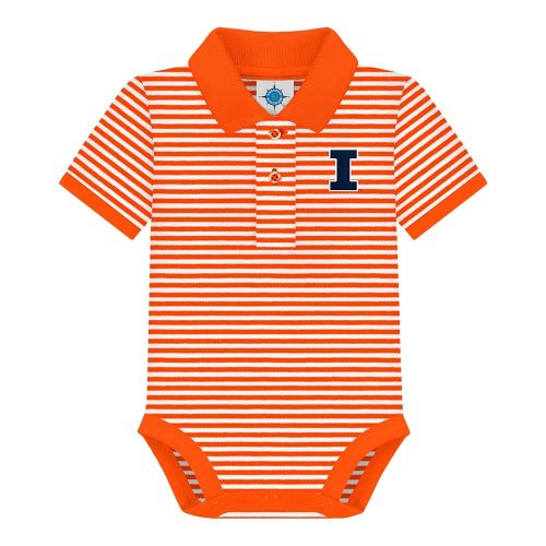 Creative Knitwear College Baby Striped Polo Bodysuit - Team Logo, Multiple Colors, for Boys & Girls (0-12 Months)