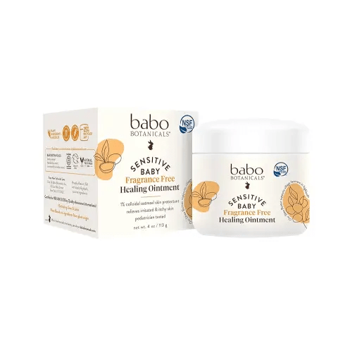 Babo Botanicals Sensitive Baby Fragrance-Free All Natural Healing Ointment - 99% Organic & 1% Colloidal Oat - Steroid-Free - NSF Certified - for Eczema, Irritated/Itchy Skin - Face, Body, Diaper Area