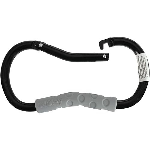 Nuby Handy Hook Stroller Organizer Set| 4 Pack | for Shopping Bags, Diaper Bags, Keys, Toys | 1 Large Carabiner Hook, 1 Small Carabiner Hook and 2 Stroller Clips