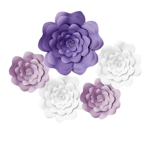 dailymall Wall Paper Flowers 3D Large Paper Flowers Decorations for DIY Wedding Bridal Shower Baby Girl Nursery Decor Kids Room Bedroom Flower Backdrop Party (Purple Set)