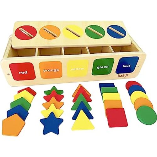 Dailyfunn Montessori Toys Color&Shape Sorting Learning Matching Box for Baby Toddlers 1-3 Year Old