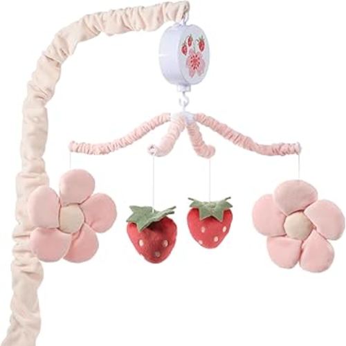 Bedtime Originals Flower Power Strawberry Musical Baby Crib Mobile Soother Toy