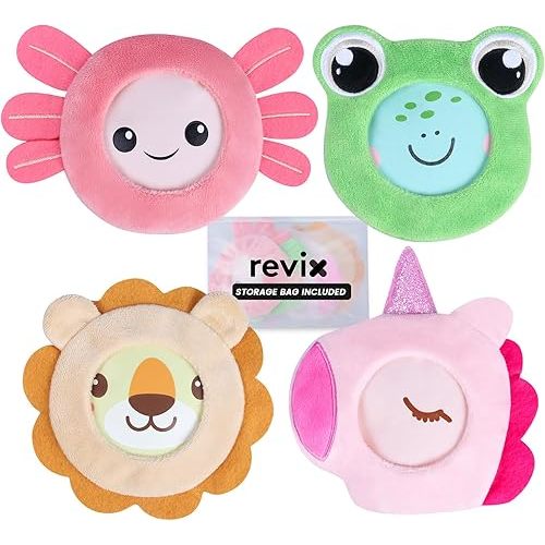REVIX Kids Ice Packs - Reusable Gel Cold Packs for Toddlers and Babies, Soft Cloth Covers with 4 Cute Animal Designs, Hot & Cold Compress for Comfort, Soothing, Relaxation, and Everyday Bumps