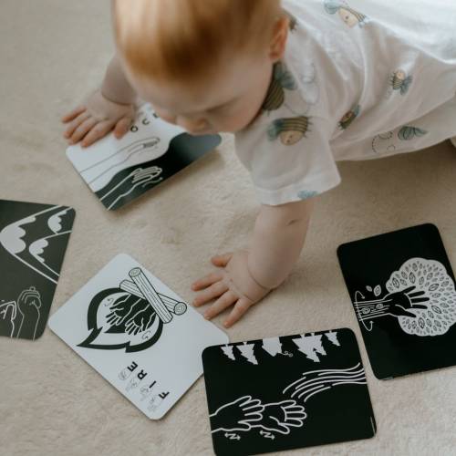 Sign Language Flashcards for Newborn Babies - Black and White Flashcards in American Sign Language