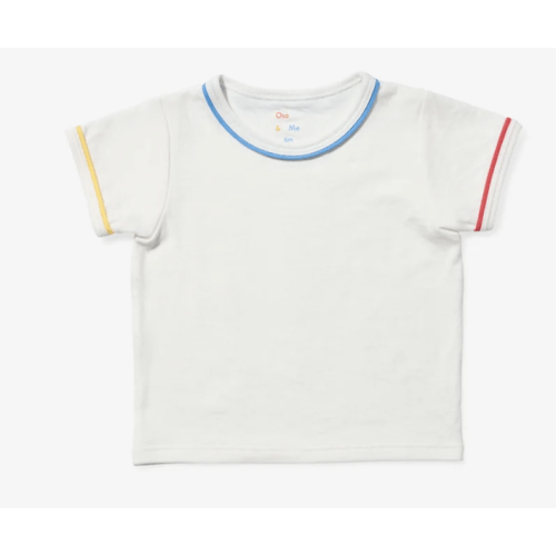 White Baby T-Shirt with Navy Piping | Oso and Me – Oso & Me