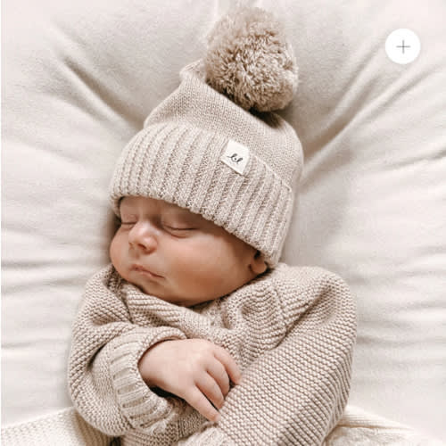 Luna + Luca Pom Beanie - Heather Beige