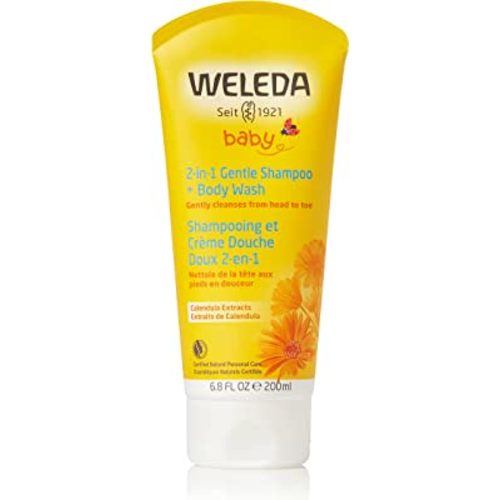 Weleda Baby Calendula 2-in-1 Gentle Shampoo and Body Wash, 6.8 Fluid Ounce, Plant Rich Cleanser with Calendula and Sweet Almond Oil
