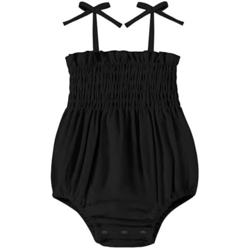 Baby Girl Romper Summer Toddler Baby Girl Clothes Sleeveless Smocked Bodysuit Infant Bow Shoulder One-piece Jumpsuit