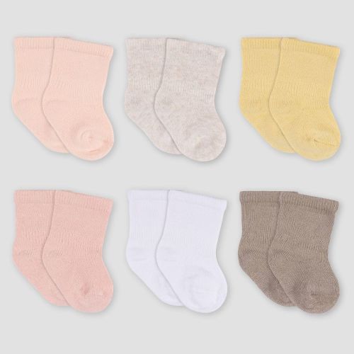 Gerber Baby 6pk Wiggle Proof Socks - Pink 6-12m