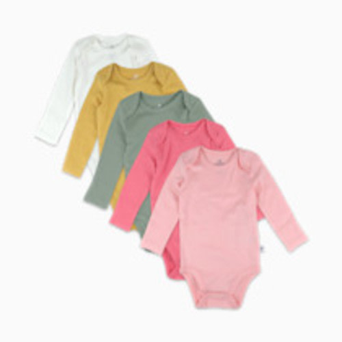 Honest Baby Clothing 5-Pack Organic Cotton Long Sleeve Bodysuit - Strawberry Ice, 0-3 M
