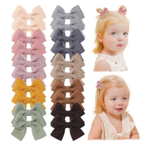 Jollybows 20pcs Baby Hair Clips Girls Bows 2" Mini Alligator Clip Toddler Pigtail Bow Fine Hair Clip