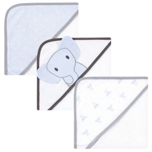 Hudson Baby Infant Boy Cotton Rich Hooded Towels, Blue Elephant, One Size