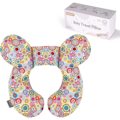 KAKIBLIN Baby Neck Pillow, Upgraded Baby Support Pillow,Baby Neck Support Pillow for Carseat, Newborn Neck Support for Car Seat,Pushchair,Travel (Flower)