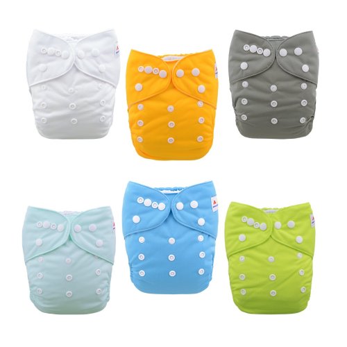 ALVABABY Baby Cloth Diapers One Size Adjustable Washable Reusable for Baby Girls and Boys 6 Pack with 12 Inserts 6BM98