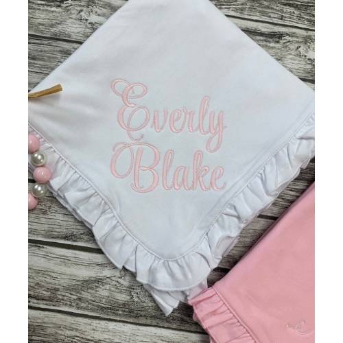 Monogrammed Baby Blanket, Cotton Baby Blanket, Baby gift, Baby shower gift, personalized baby gift, baby girl gift, Receiving Blanket