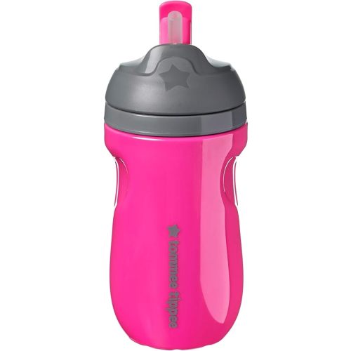 Tommee Tippee Insulated Straw Cup for Toddlers, Spill-Proof, 9oz, 12m+, 1-Count, Pink
