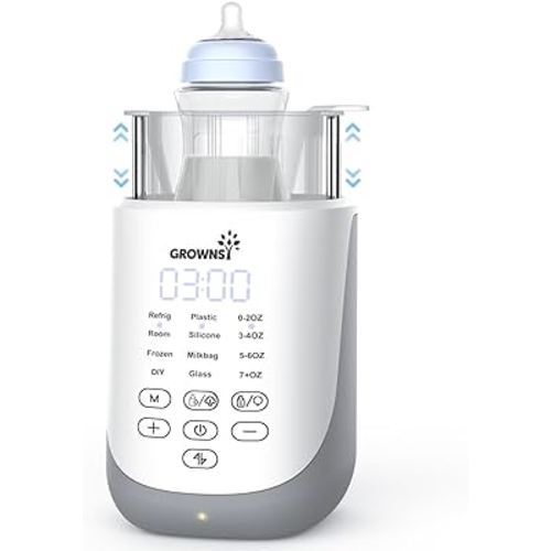 GROWNSY Bottle Warmer, 10-in-1 Fast Baby Bottle Warmer with Night Light for Breastmilk&Formula, Parent's Choice Milk Warmer with Innovative Auto-Lift Feature, Smart Accurate Control, Memory Function