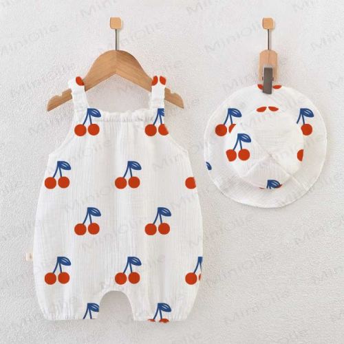 Baby Cute Cherry Jumpsuit with Hat