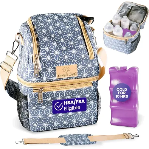 BreastMilk Cooler Travel Bag and Ice Pack for 6 Bottles, Baby Cooler for Travel,Family Owned Brand, Insulated Storage Bag for Daycare Infant, Chill Bottle Chiller Carrier, Milk Chiller for breastmilk